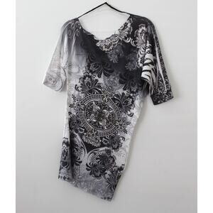 Crimson Ivy Womens A-Symmetrical off The Shoulder Sweater Grey Size L Pre-Owned